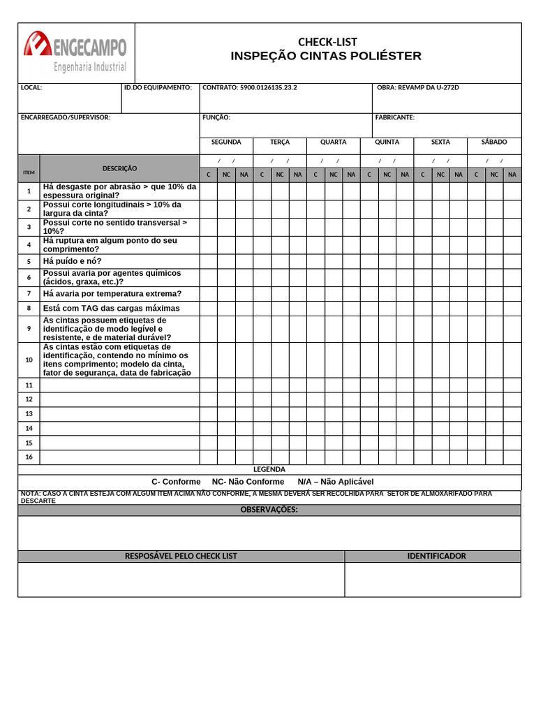 Check List - Cintas | PDF