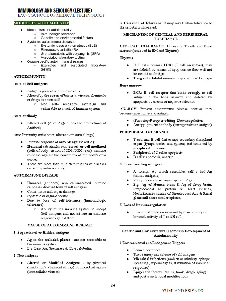 Is Lec Finals | PDF | Immune Tolerance | Autoimmunity