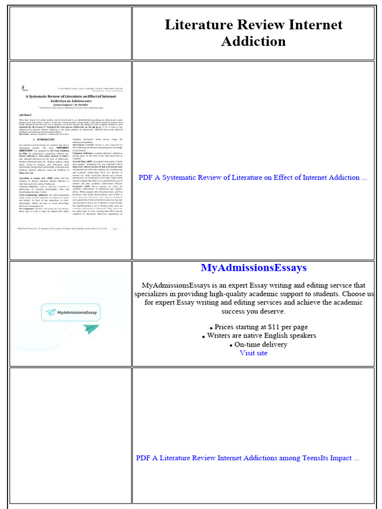 Literature Review Internet Addiction | PDF | Mental Disorder | Internet