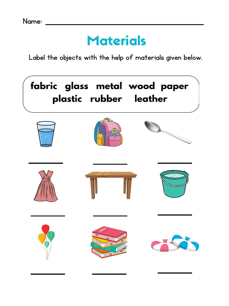 Colorful Illustrative Objects Identification Science Worksheet | PDF