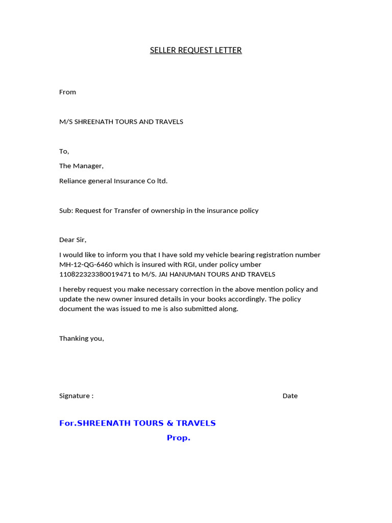 Insurance Ownership Transfer Request | PDF