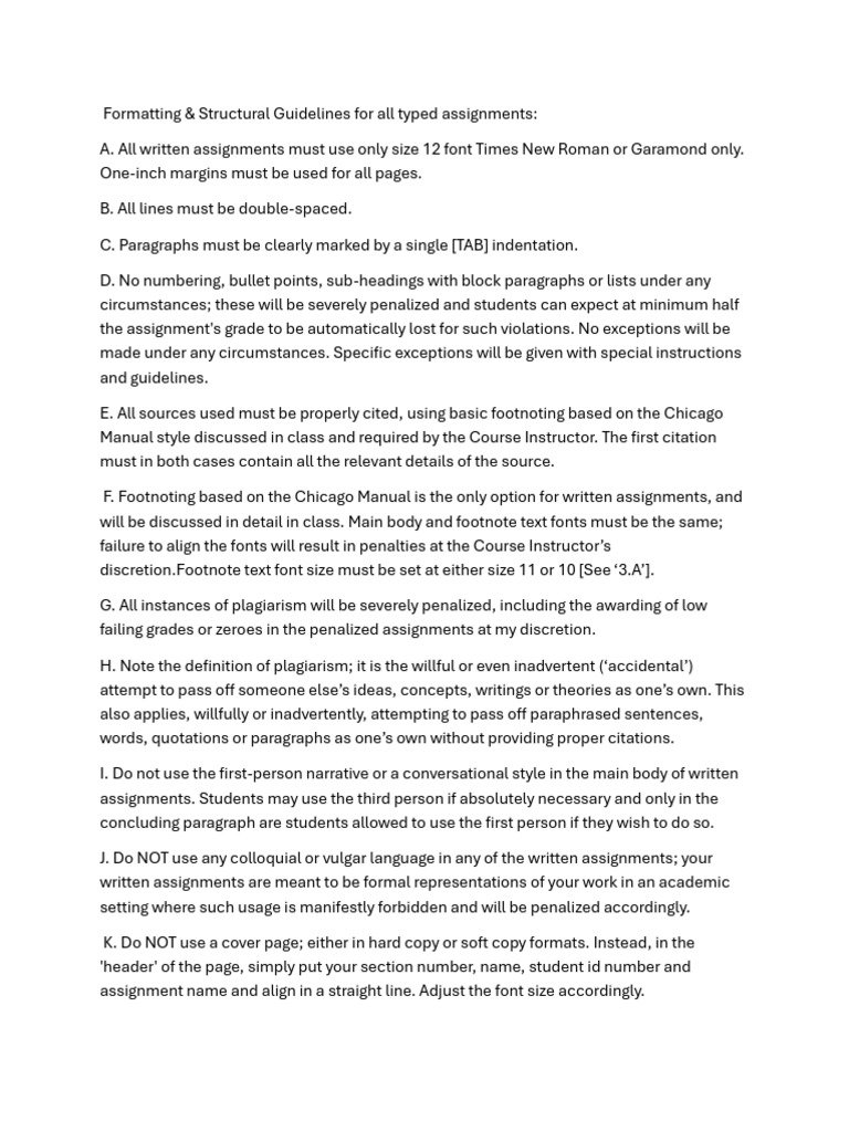 Assignment Formatting Guidelines | PDF | Plagiarism | Citation