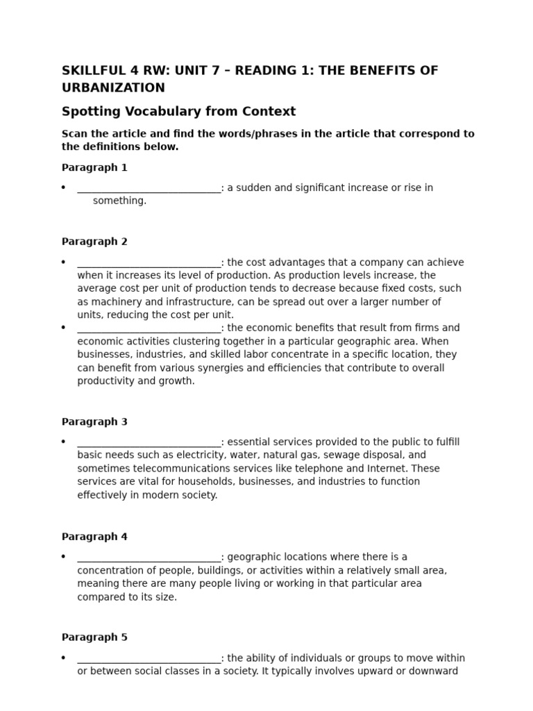 Unit 7 RW Reading 1 Vocab | PDF