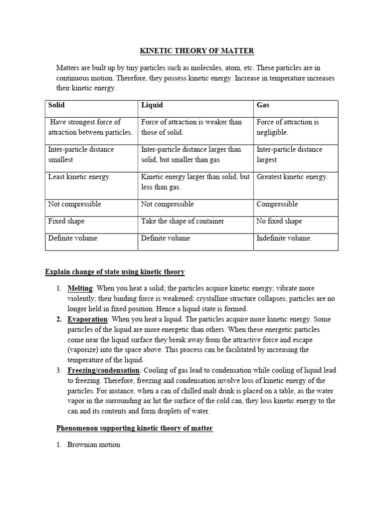 Kinetic Theory and Gas Laws Explained | PDF | Gases | Liquids