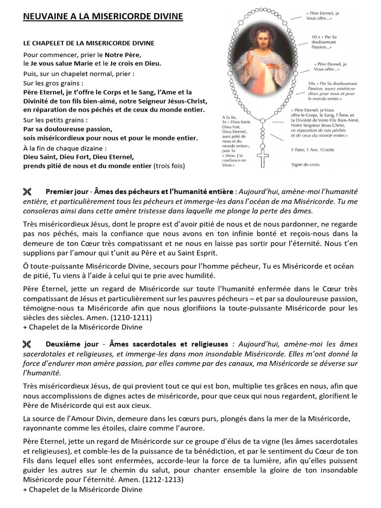 Chapelet et Neuvaine de Miséricorde Divine | PDF | Miséricorde | Dieu