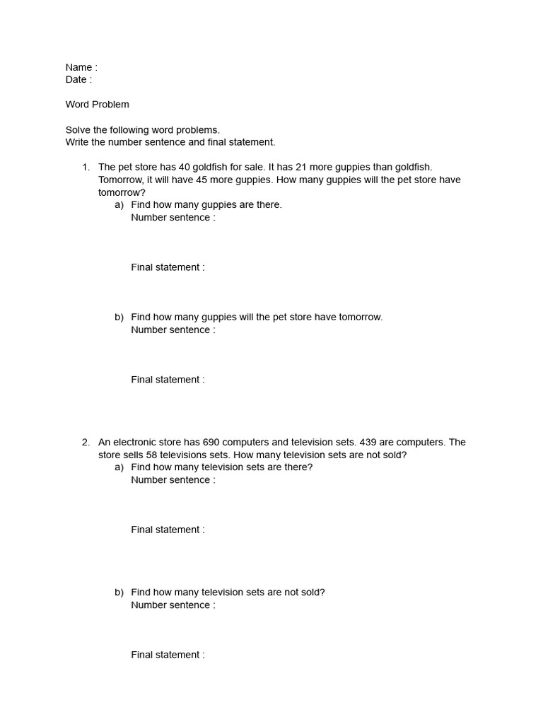 g2 SMT 2 Math Word Problem 2 Step Operation 1 | PDF
