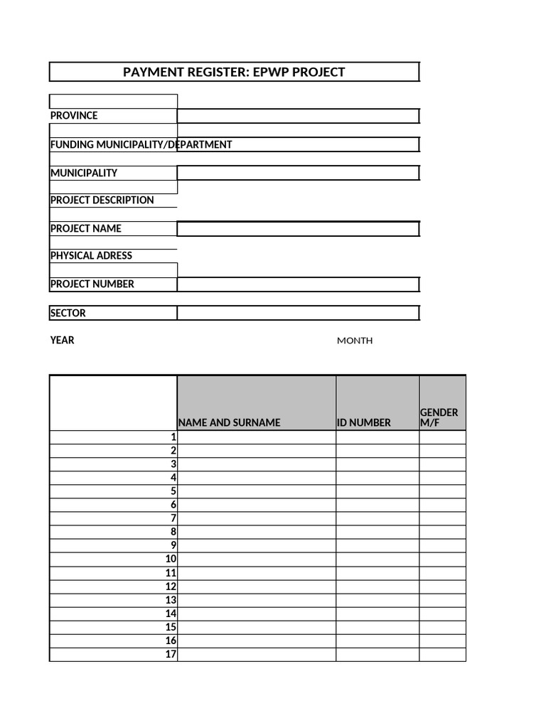 EPWP Attendance Register Template | PDF | Social Policy