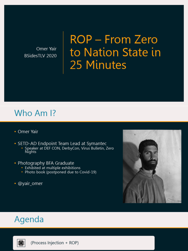 Omer Yair - ROP - From Zero To Nation State in 25 Minutes | PDF ...
