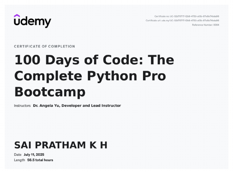 Udemy Certificate | PDF