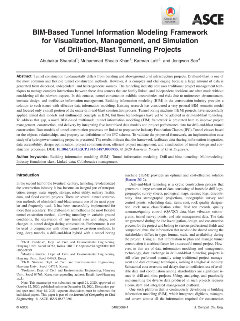 BIM Framework for Drill-and-Blast Tunneling | PDF | Building ...