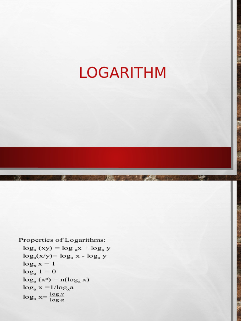 Logarithm Basics and Problem Solutions | PDF