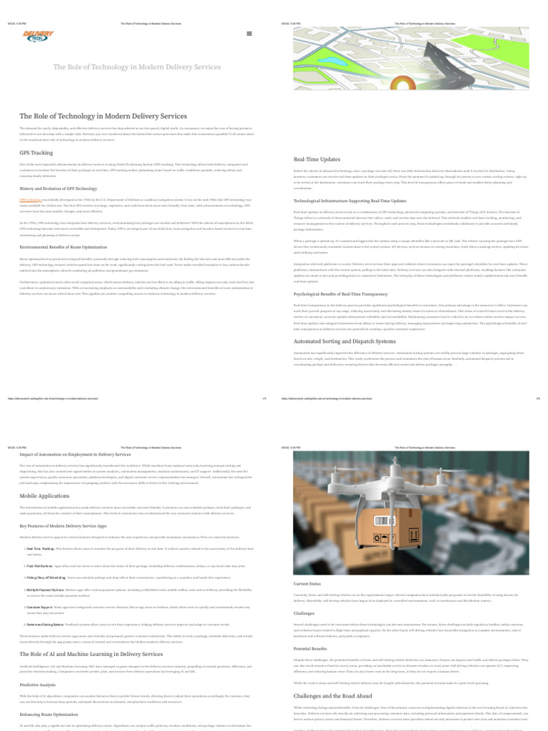 The Role of Technology in Modern Delivery Services | PDF | Internet Of ...