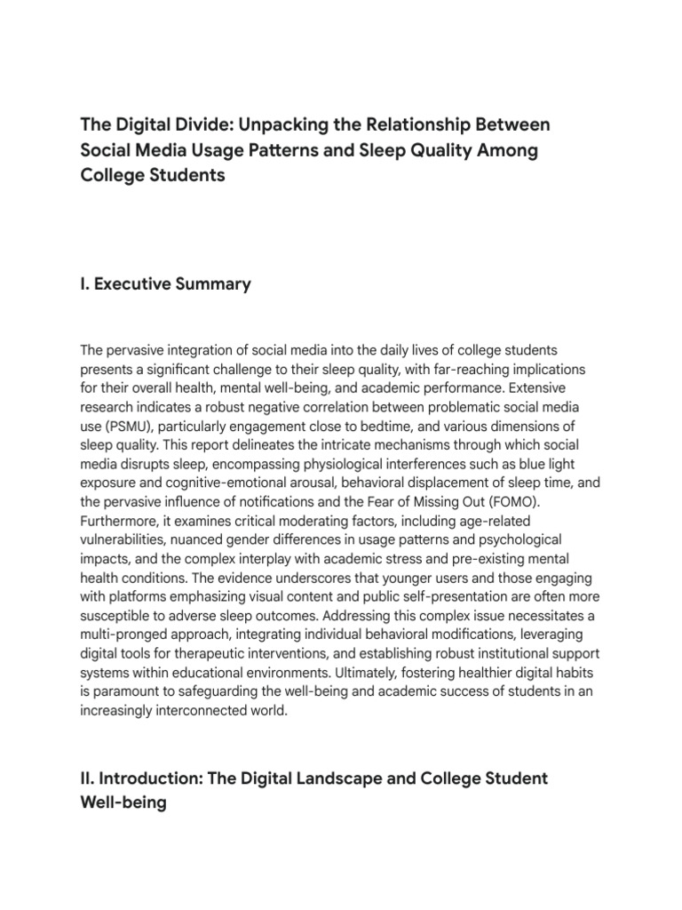 Social Media's Impact on College Sleep Quality | PDF | Sleep | Sleep ...