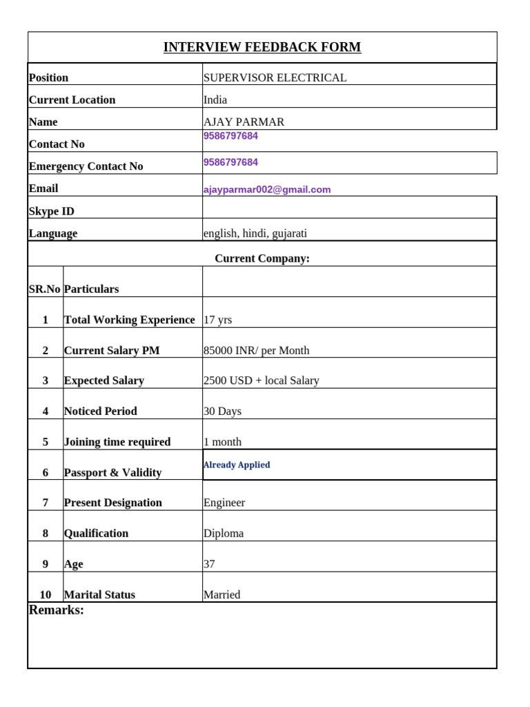 Feedback Form | PDF