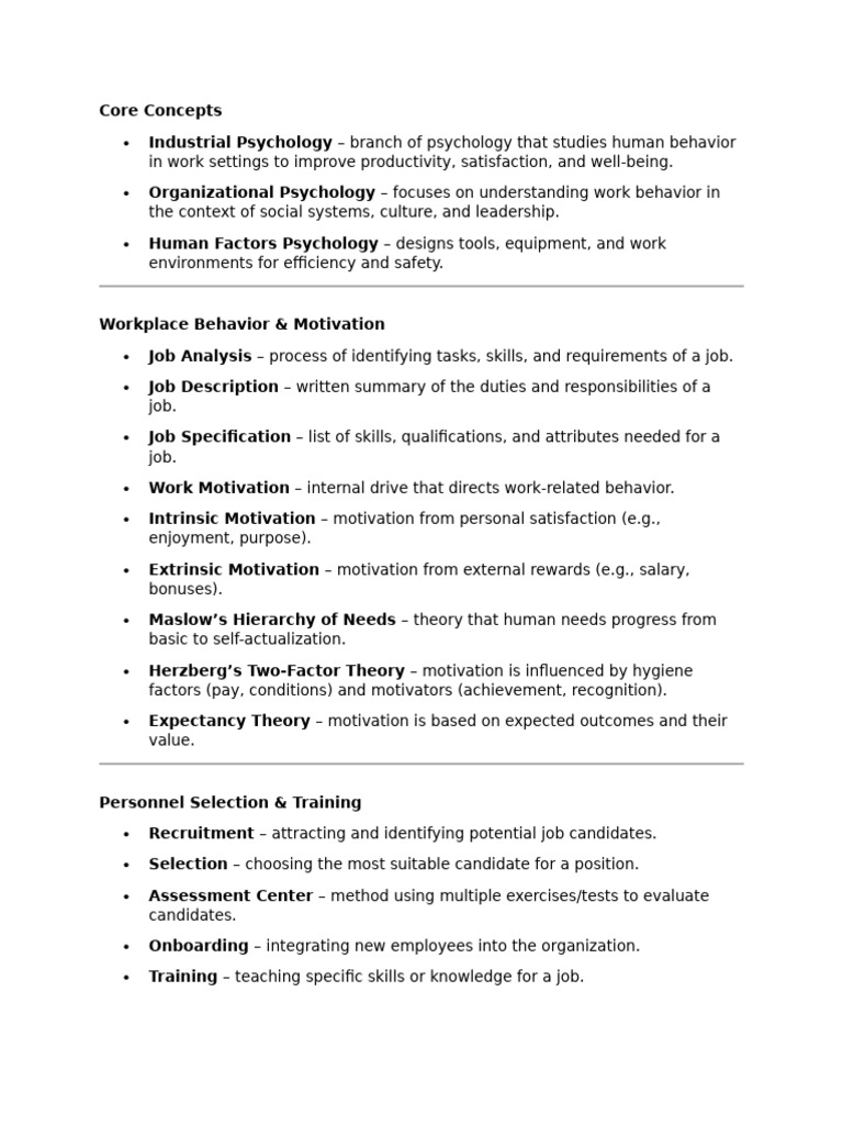 Key Concepts in Industrial Psychology | PDF | Motivational | Motivation
