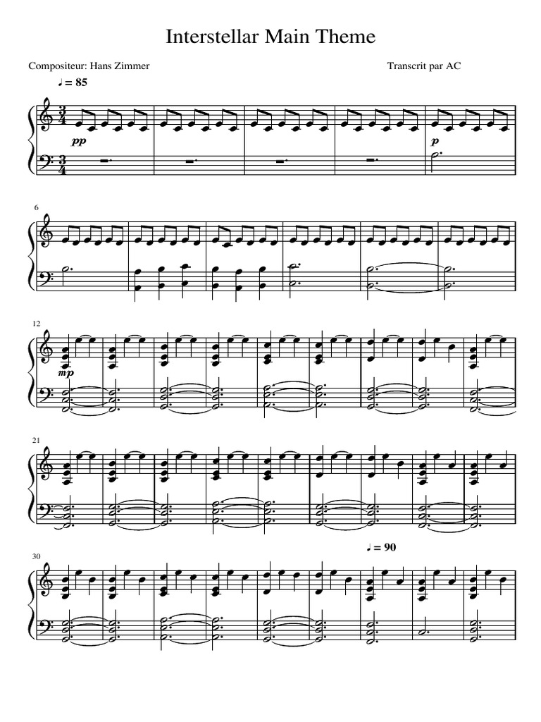 Interstellar Main Theme | PDF