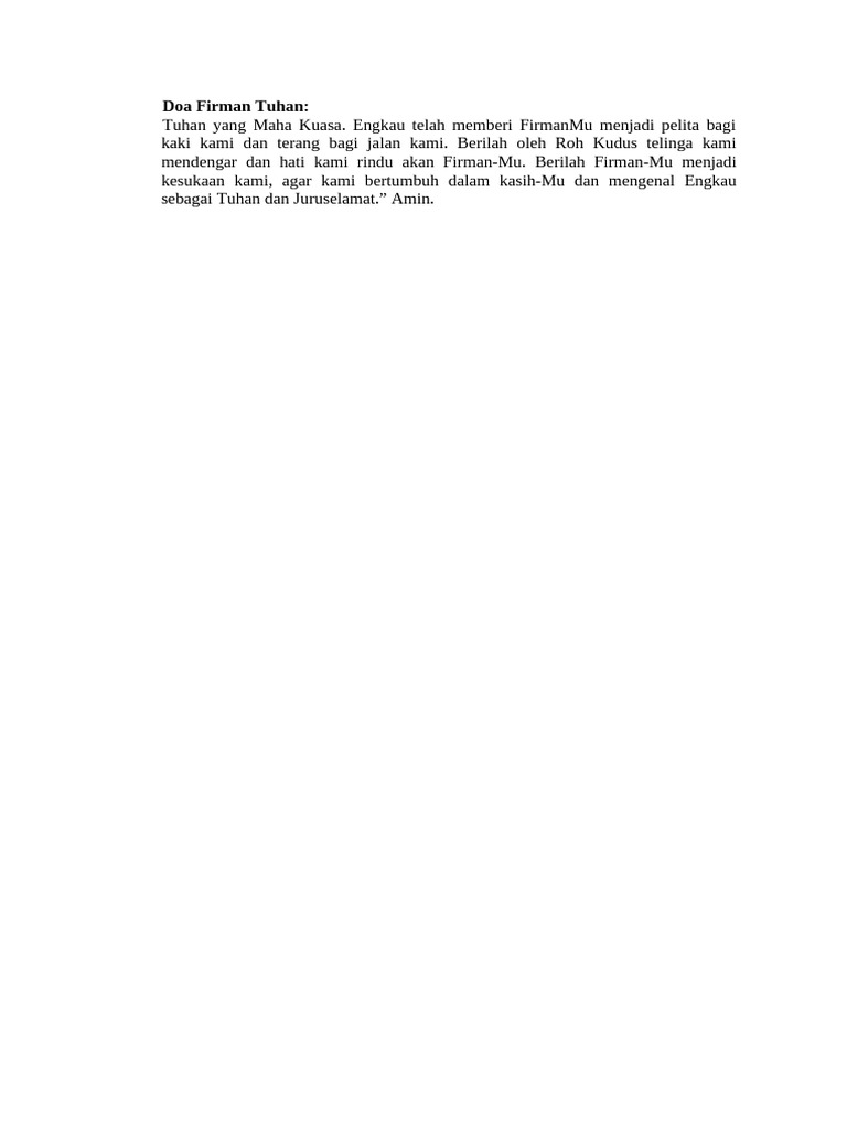 Doa untuk Mendengar Firman Tuhan | PDF