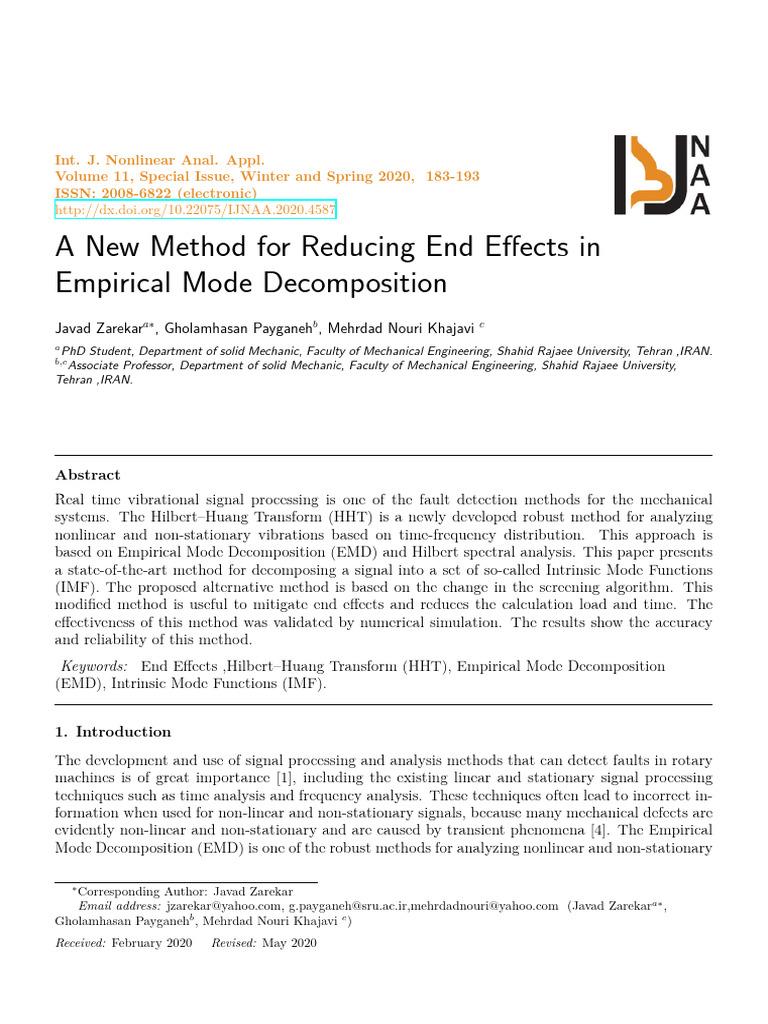 Reducing End Effects in EMD Analysis | PDF | Applied Mathematics ...