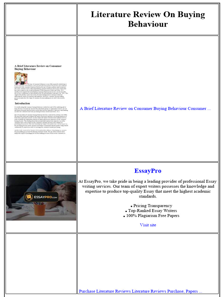 Literature Review On Buying Behaviour | PDF | Consumer Behaviour | Behavior