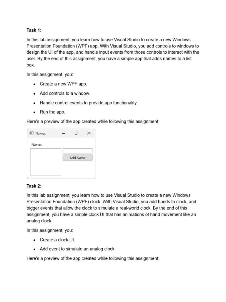 WPF App and Clock Creation Guide | PDF
