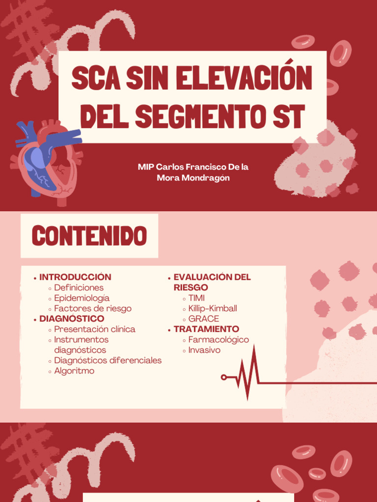 SCA Sin Elevación del Segmento ST | PDF | Infarto de miocardio | Angiología