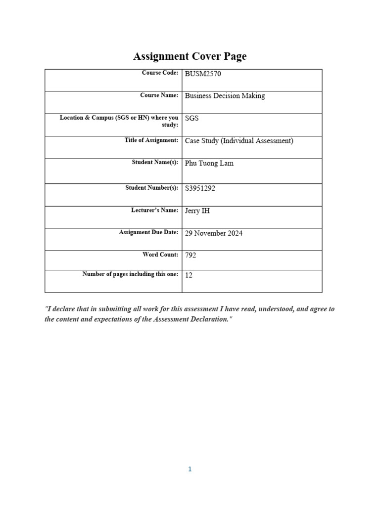 Annotated-Assignment 1 BUSM2570 20tuong 20lam | PDF | Profit (Economics ...