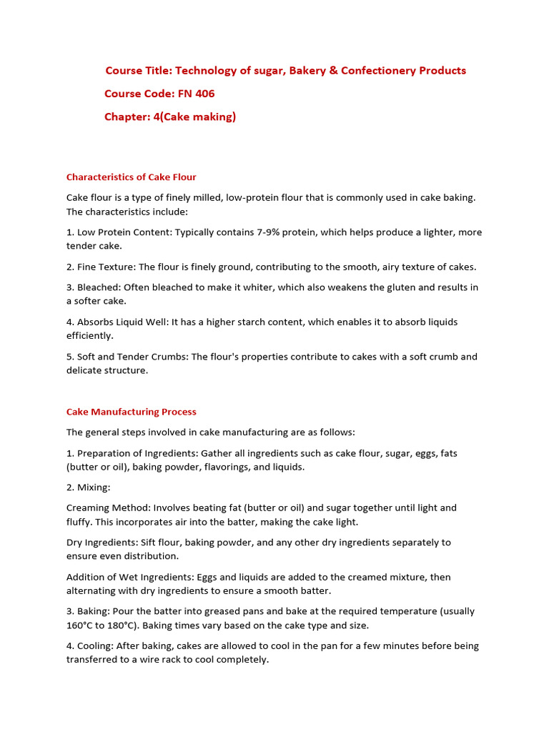 Cake Making Techniques and Tips | PDF | Cakes | Flour