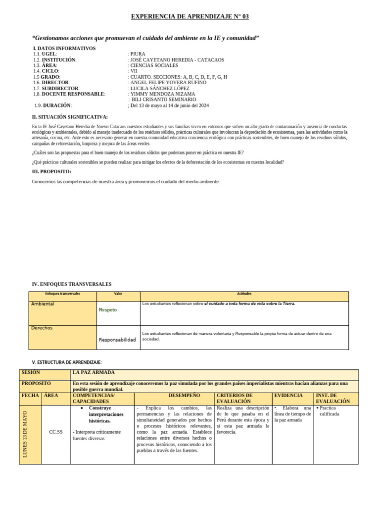 Unidad de Aprendizaje 3 | PDF | Aprendizaje | Entorno natural