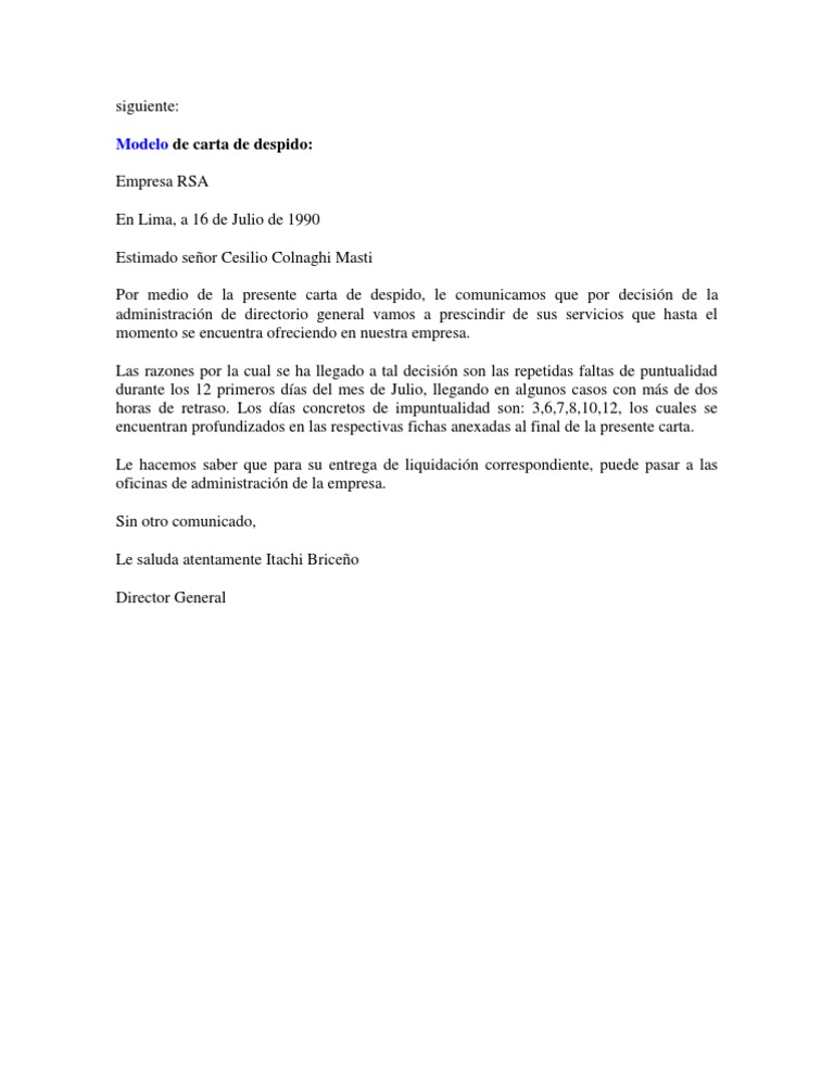 Carta de Despido