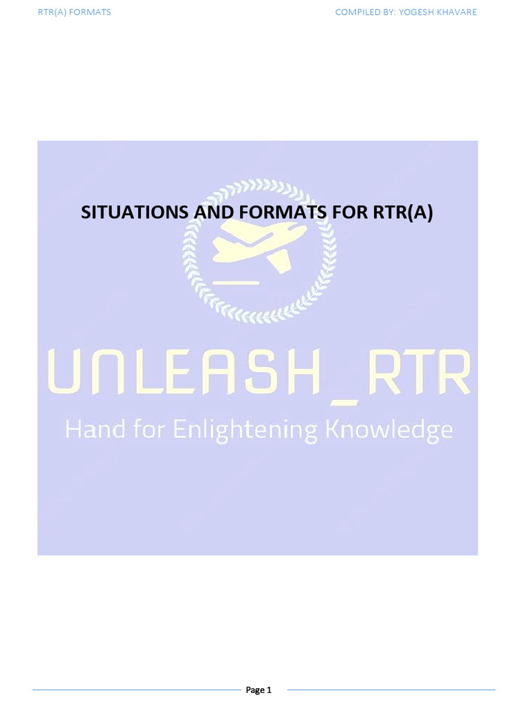 RTR(A) Formats for Aviation Communication | PDF | Instrument Flight ...