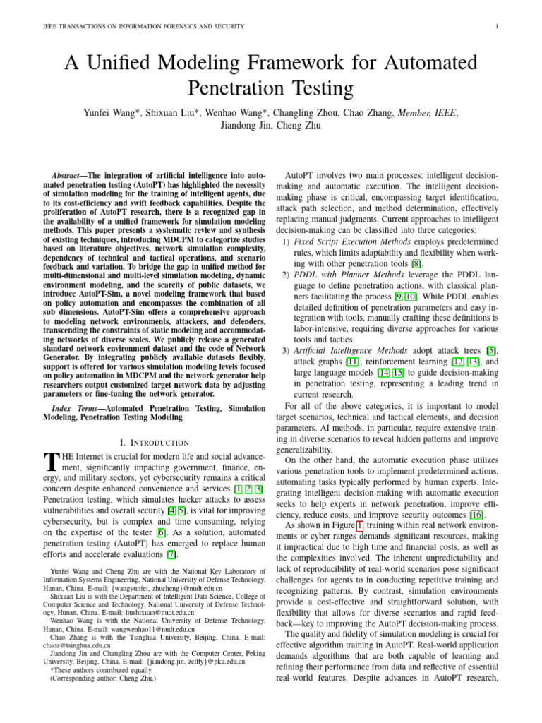 A Unified Modeling Framework For Automated Penetration Testing | PDF ...