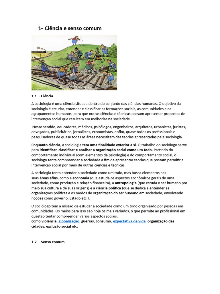 Sociologia: Ciência e Senso Comum | PDF | Sociologia | Sociedade