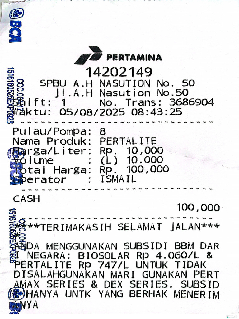 Struk Pertalite | PDF