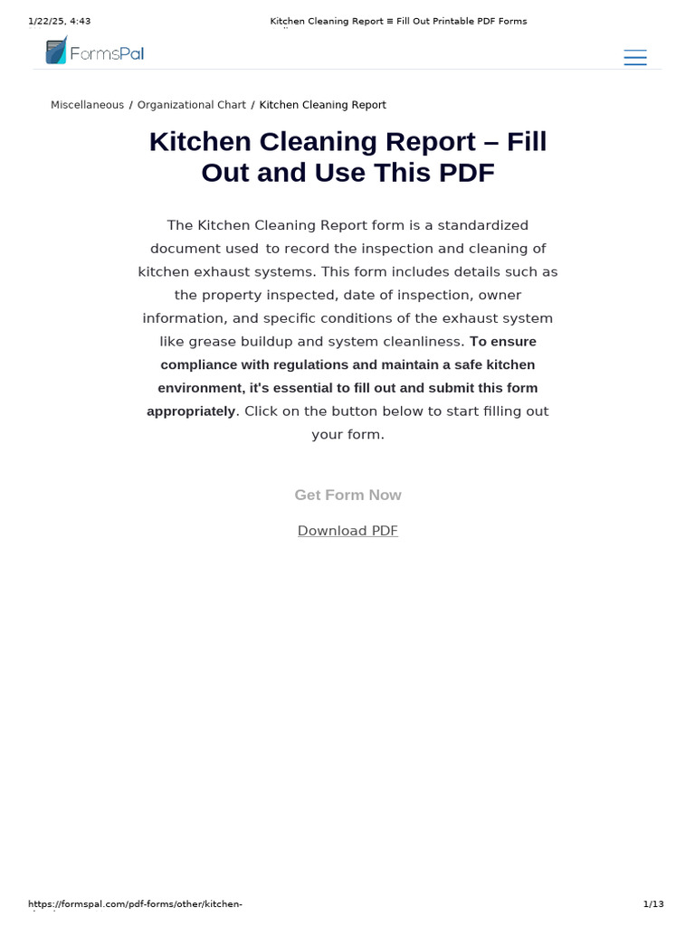 Kitchen Exhaust Cleaning Report Form | PDF