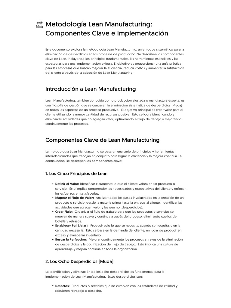 Guía de Implementación de Lean Manufacturing | PDF | Lean Manufacturing ...