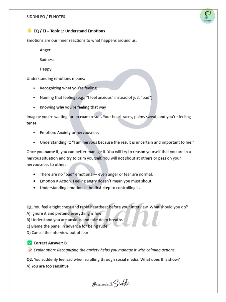 Understanding Emotions and Self-Awareness | PDF | Empathy | Self Awareness