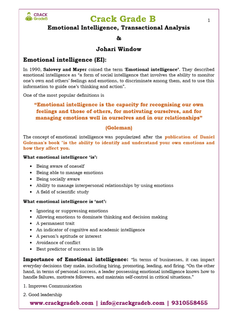 Emotional Intelligence in Leadership | PDF | Emotional Intelligence ...