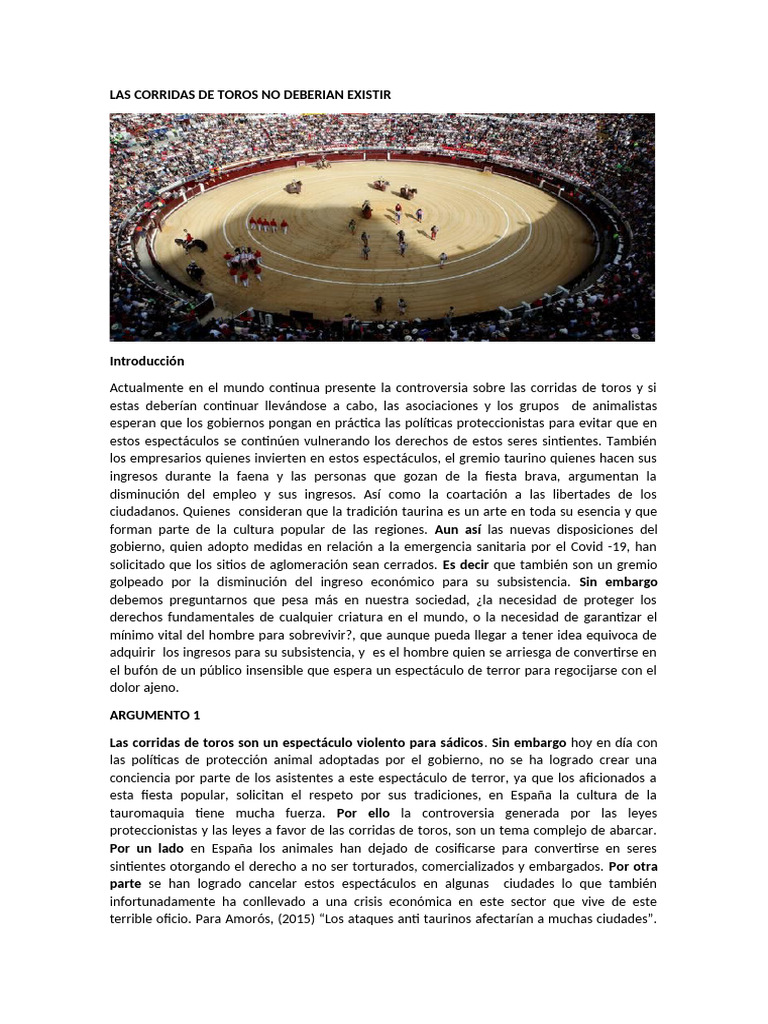 Las Corridas de Toros No Deberian Existir | PDF | Toreo | Vacas