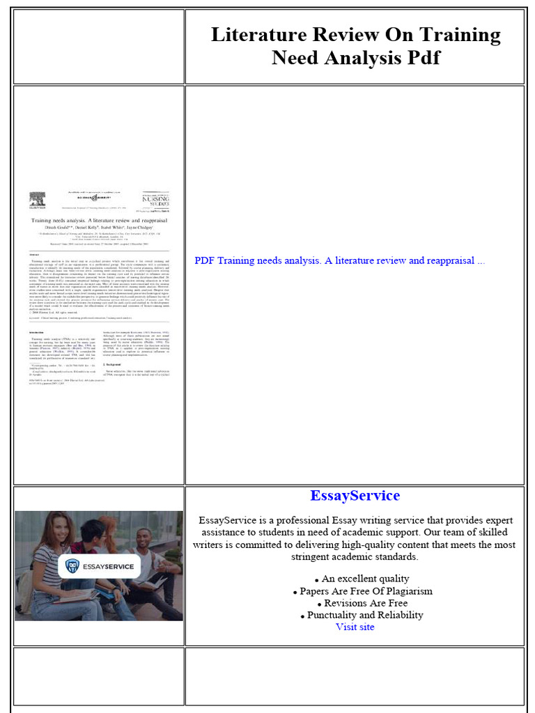 Literature Review On Training Need Analysis PDF | PDF | Employment