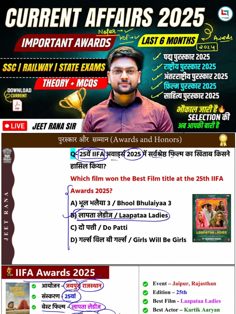 Awards 2025 Jeet Rana GS | PDF