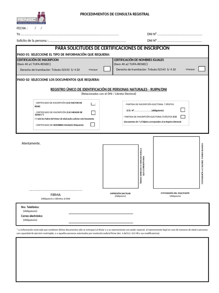 Solicitud de Certificados C5 RENIEC | PDF | Control de acceso ...