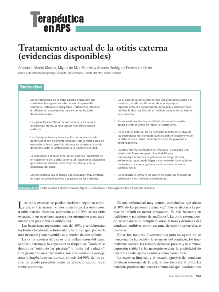 OTITIS EXTERNA Prescription Drugs Antibiotics