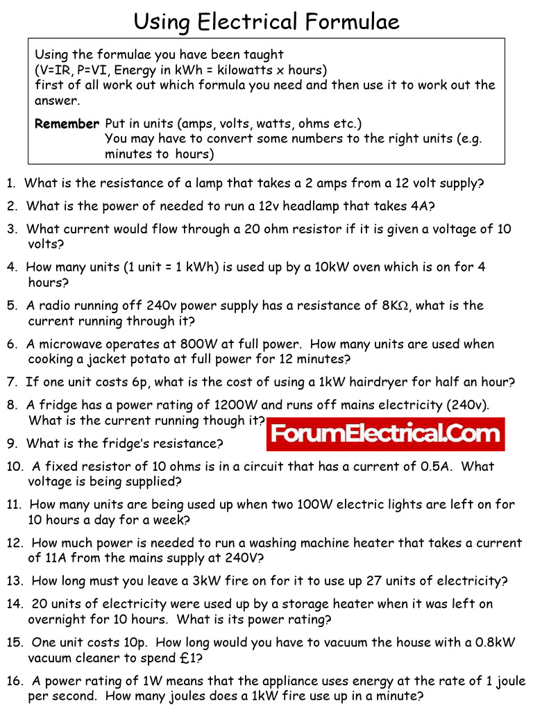 Electrical Calculations and Costs | PDF | Mains Electricity | Resistor