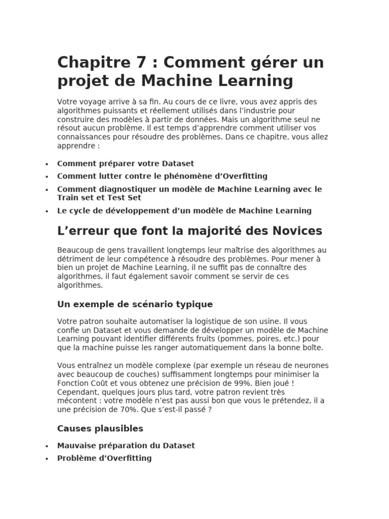 Gérer un projet de Machine Learning | PDF | Apprentissage automatique ...