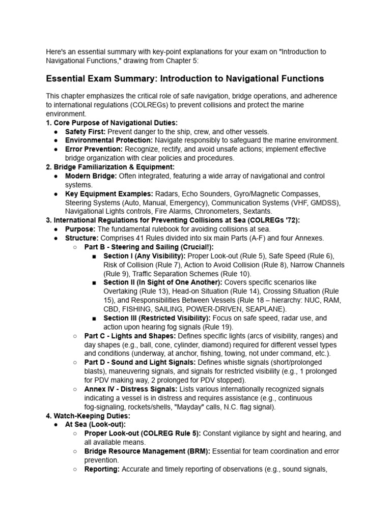 Navigational Functions Exam Summary | PDF | Navigation