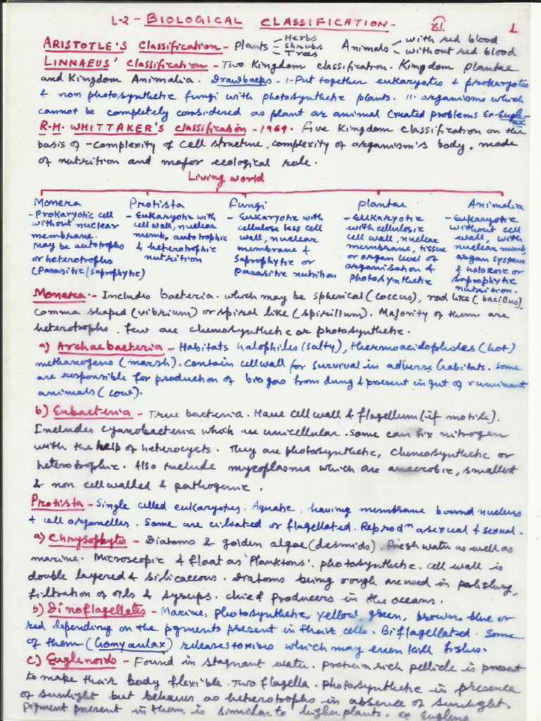 XI Bio CW Unit-I | PDF