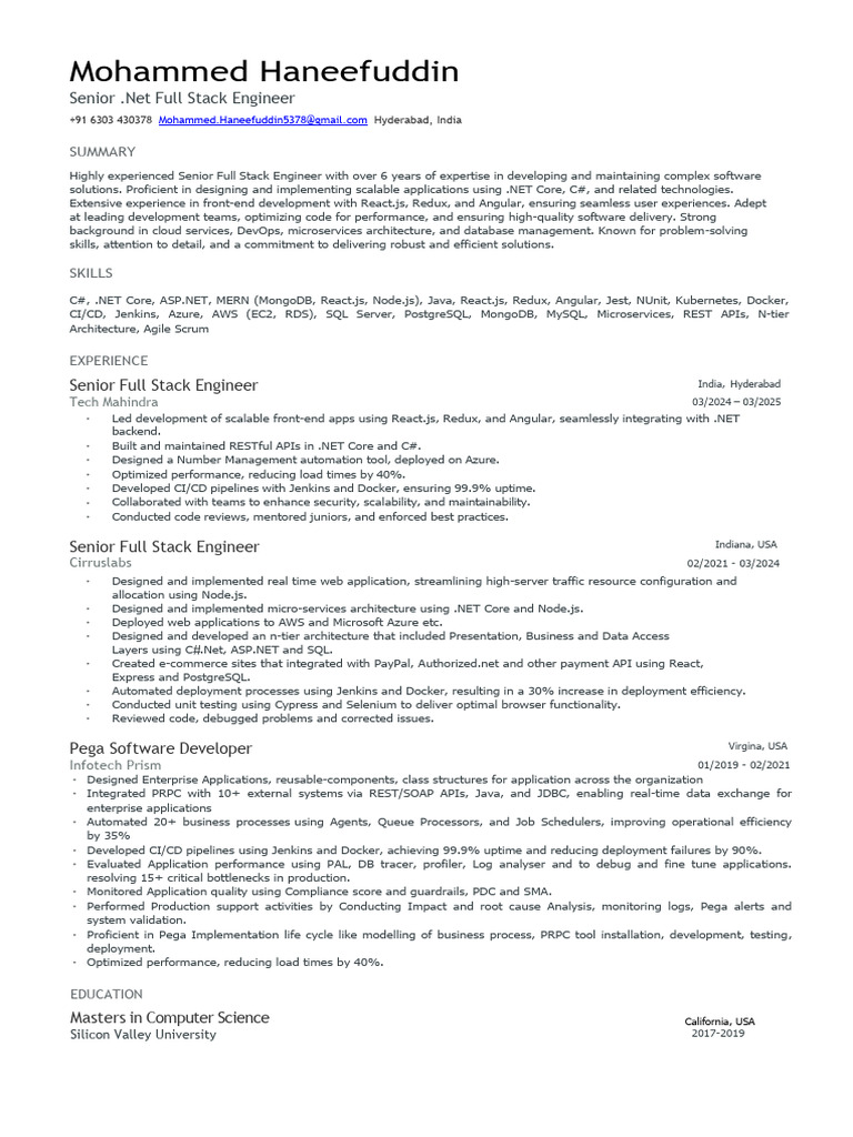 Mohammed Haneef Full Stack Developer-1 1 | PDF | Computing | Systems ...