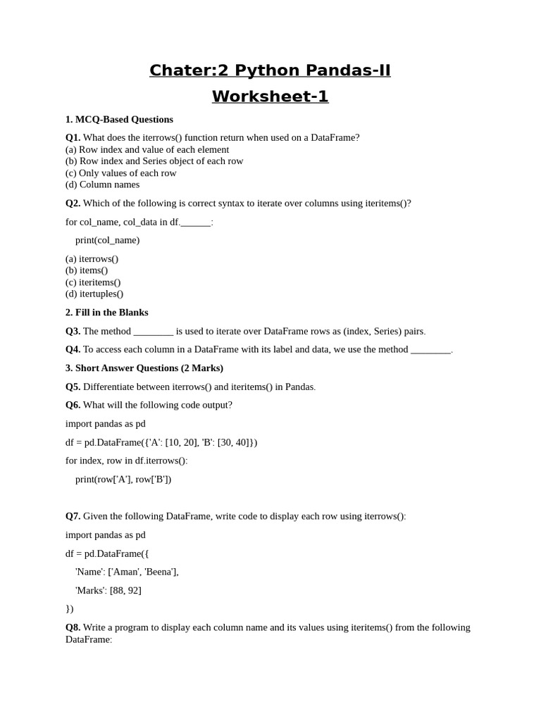Pandas DataFrame Iteration Techniques | PDF | Software Engineering ...