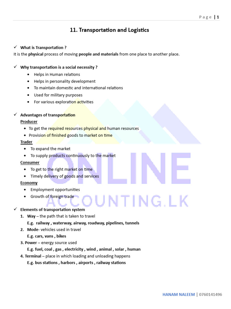 175221610411- Transportation and Logistics | PDF | Transport | Logistics