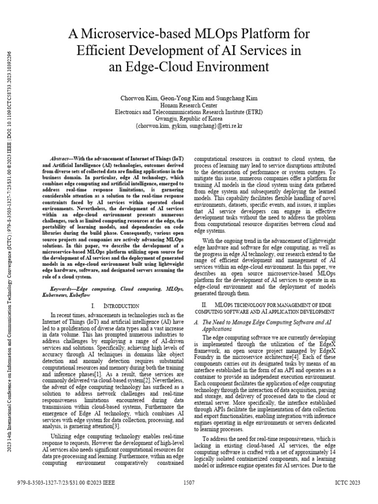 Microservice MLOps for Edge AI Development | PDF | Artificial ...